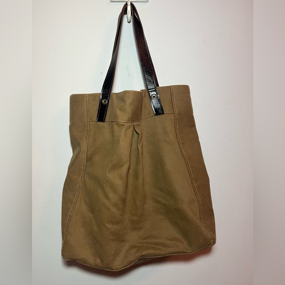 Christy Studio Handmade 100% Cotton With Leather Handle Tote Bag